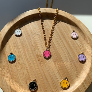 Smiley Face Charm Necklace In 7 Colours