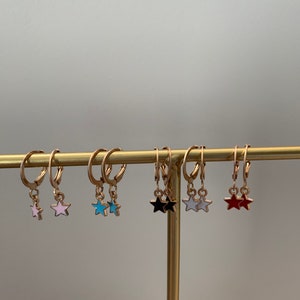 Star charm hoop earrings