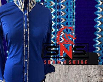Western Show Blanket With Matching Shirt Showmanship Horsemanship Rodeo Queen Showmanship Shirt with Matching Pad Royal Blue Shirt