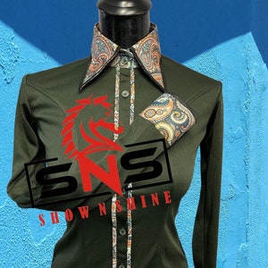 Western Showmanship Retro Shirt (Cuffs and collar printed fabric may be different)