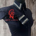 Western Retro Navy Lycra Shirt With Front Zipper product logo