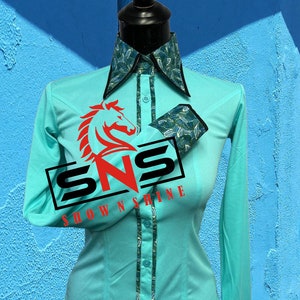 Mint Base Printed Collar Retro Show Shirt