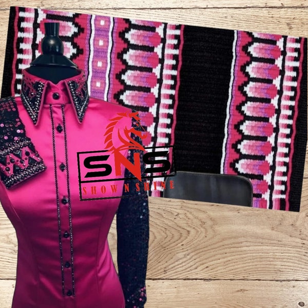 Couverture de concours western avec chemise assortie Chemise de concours hippique reine du rodéo avec coussin assorti