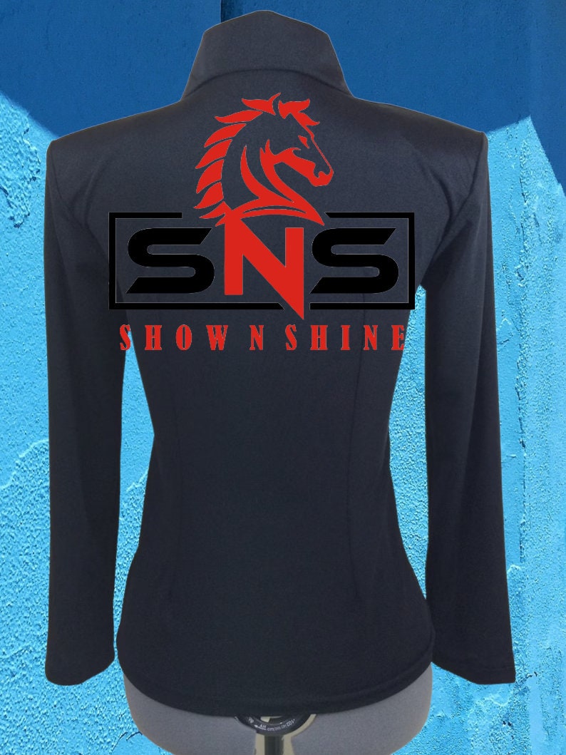 May include: Black long-sleeve shirt with a red horse head logo and the text "SNS SHOWNSHINE" in a white rectangle.