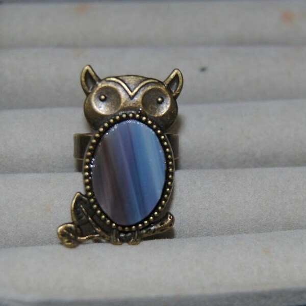 bague hibou réglable