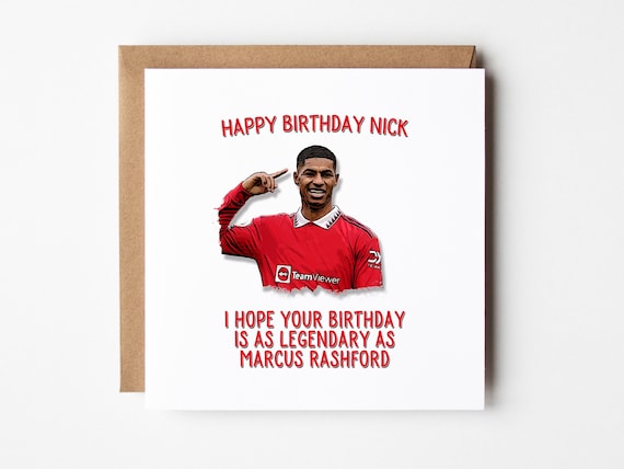 Personalised Manchester Birthday Card Rashford - Etsy