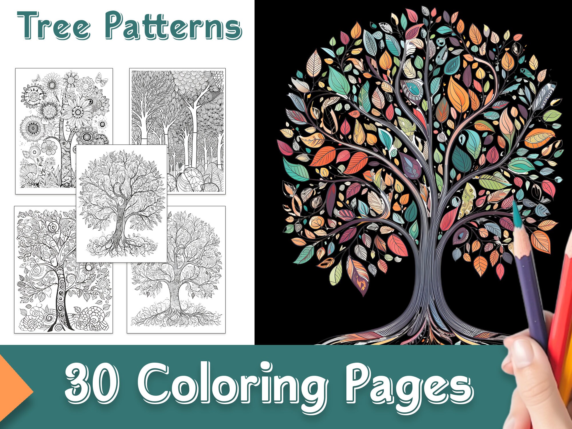 Tree Coloring Pages For Adults - Il Fullxfull.5030597575 Mwkz 