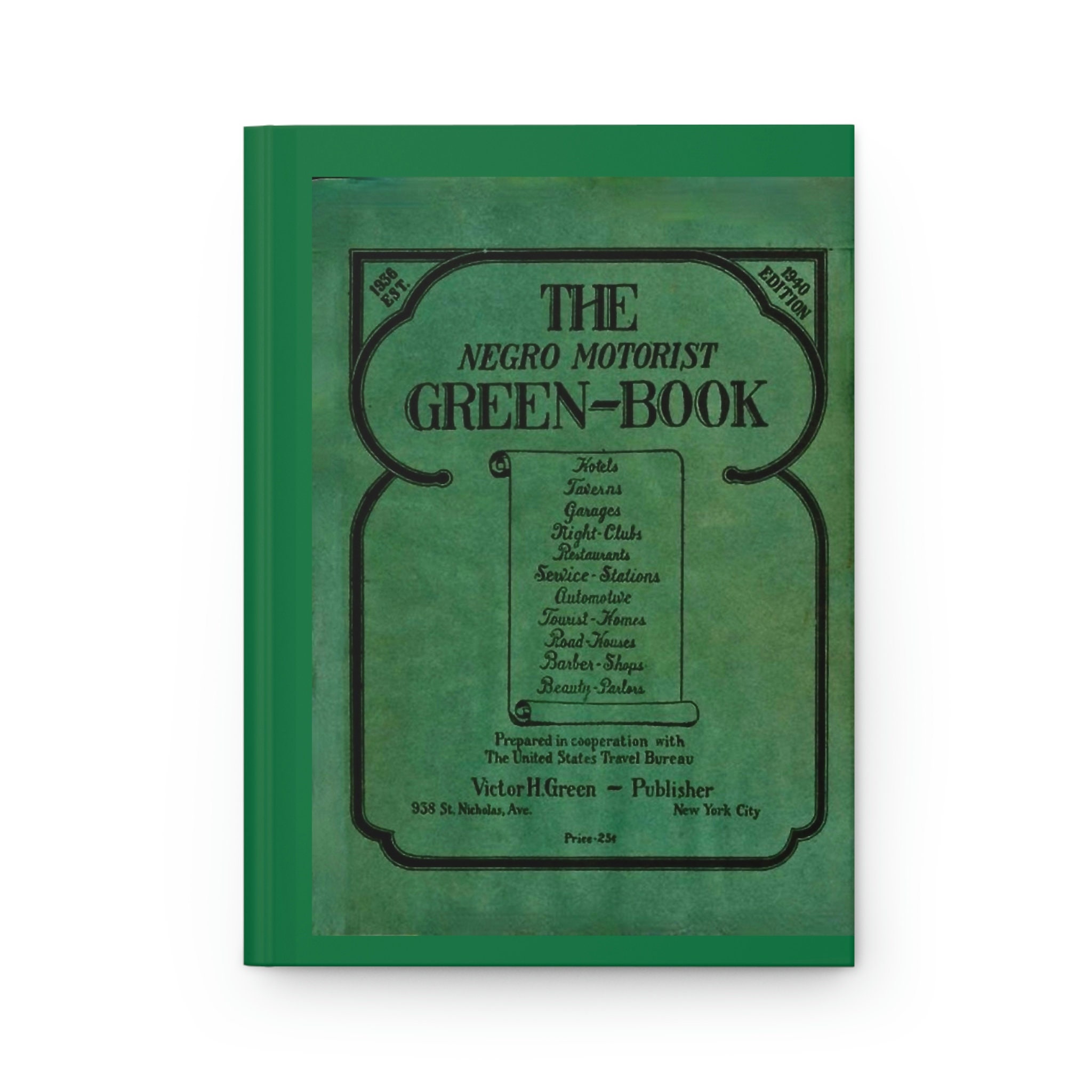 Hardcover Green Book Writing Journal - Safe Travel Guide - Black ...