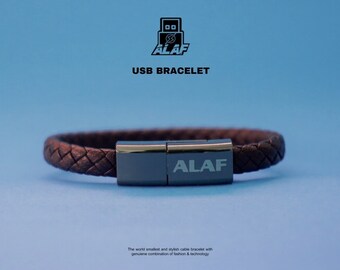 Multifunction Hassle-free Alaf usb cable and Leather Bracelet for Android, Ios, Type C user (Perfect for student, couple, rider, worker)