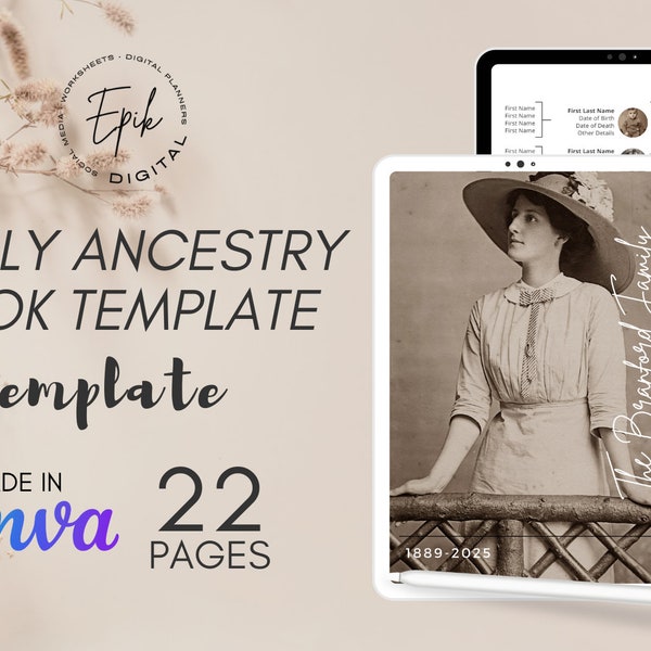 Ancestry Book Template | Family Tree Family History and Genealogy Printable Book | Microsoft Publisher | PC