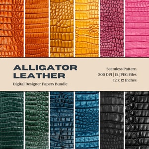 12 Alligator Leder Muster, Exotisches Leder, Exotisches Leder, Reptil Leder, Oranges Leder, Blaues Leder, Leder Journal