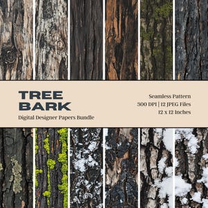 12 Tree Bark Digital Paper, Seamless Pattern, Tree Texture Paper, Rustic Wood, Distressed Wood, Printable Digital Papers, Digital Download