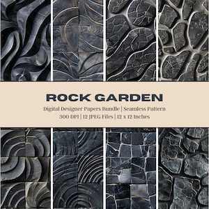 12 Digitaal papier rotstuin, stenen achtergrond, steenbewerking, steenontwerp, Japanse meditatieve tuin, stenen muur, zendecor, Isamu Noguchi