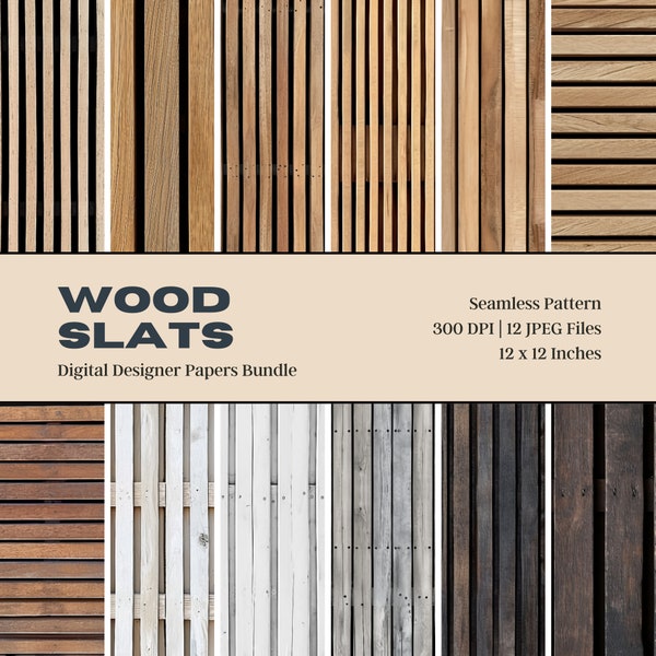 12 Wood Slats Digital Paper, Seamless Pattern, White Texture Paper, Rustic Wood, Distressed Wood, Printable Digital Papers, Digital Download
