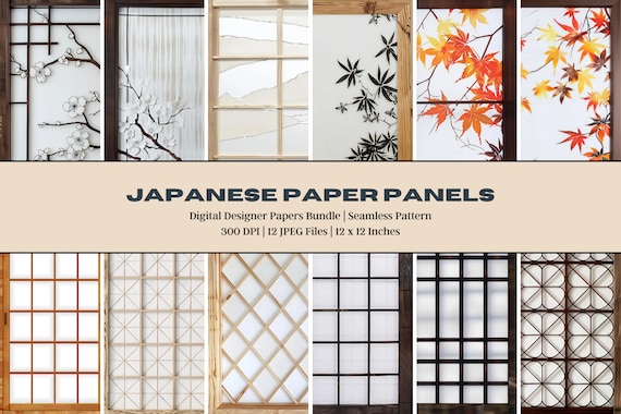 12 Japanese Paper Panels Digital Paper, Zen Garden, Japanese Paper