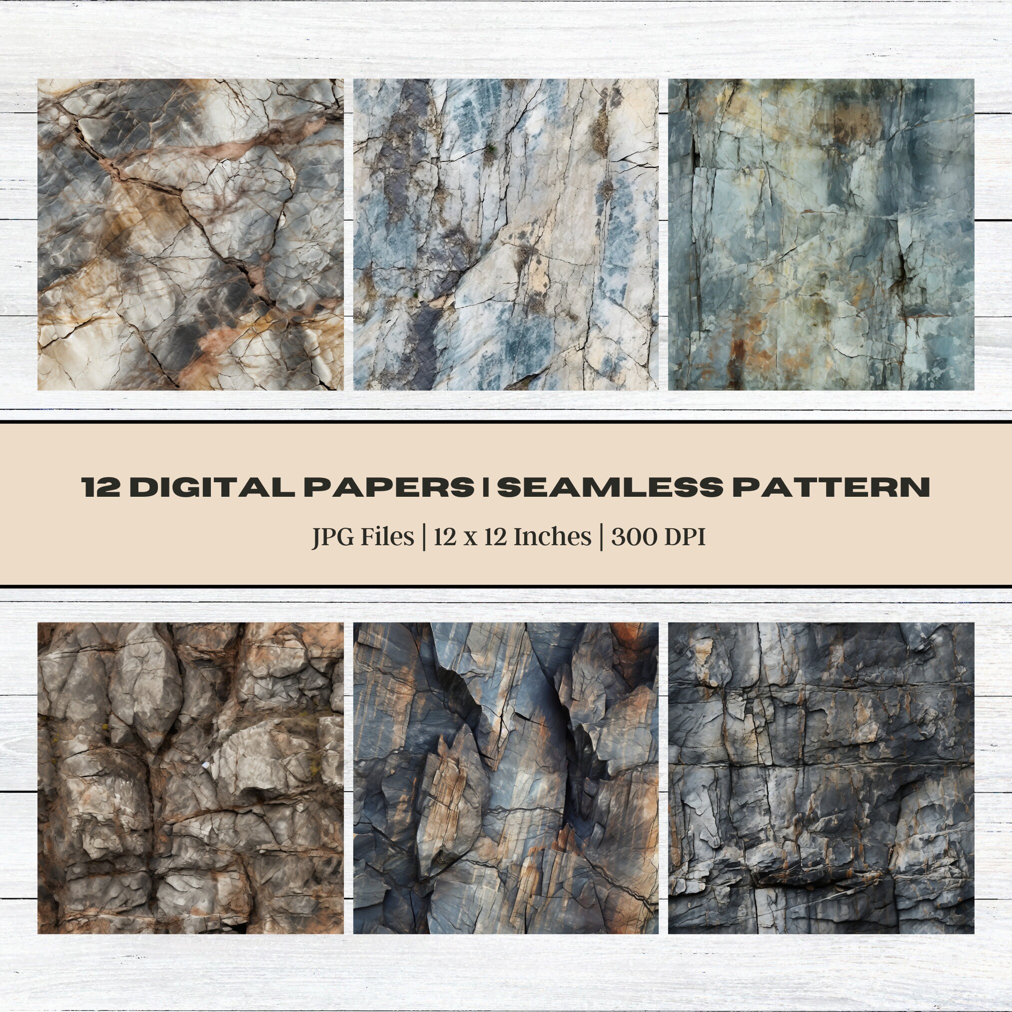 Cliff Rock Texture Digital Paper, Seamless Stone Pattern (digital ...