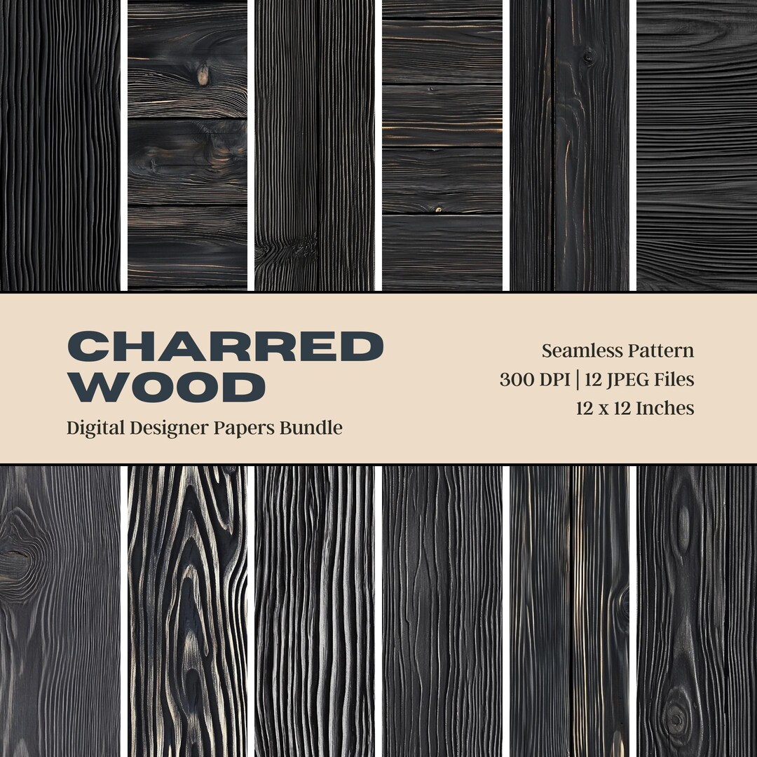 12 Japanese Charred Wood Digital Paper, Shou Sugi Ban Texture, Rustic ...