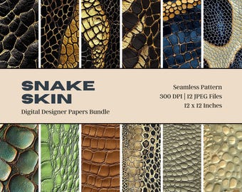 Snake Skin Digital Paper, Reptile Leather Pattern (12x12in, 300 DPI) (Digital Download)
