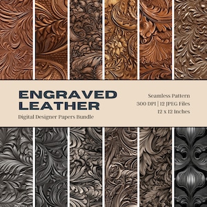 数量は多い  Embossed 12 Leather Floral Pattern, Leather Paper, Digital 小物