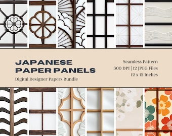 Japanese Shoji Paper Panel Set, Zen Garden Patterns (digital