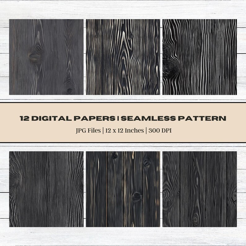 12 Japanese Charred Wood Digital Paper, Shou Sugi Ban Texture, Rustic ...