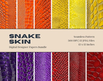 Exotic Snake Skin Textures, Seamless Reptile Pattern (12x12 inches, Digital Paper)