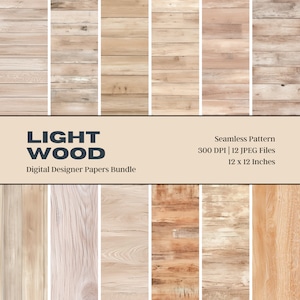 12 digitaal papier licht hout, naadloos patroon, houtstructuurpapier, rustiek hout, verweerd hout, afdrukbare digitale documenten, digitale download