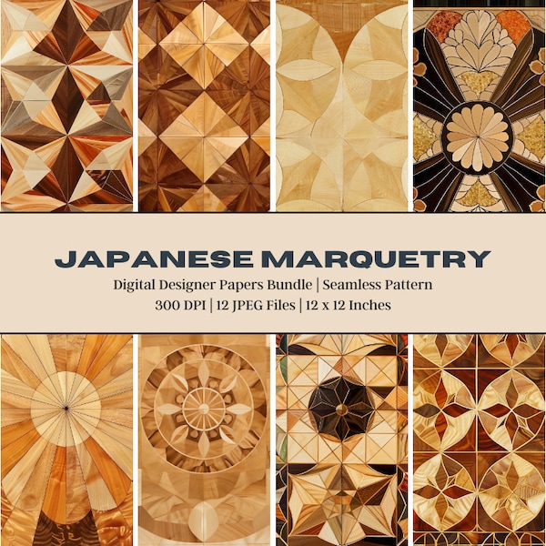 12 Japanese Marquetry Digital Paper, Wooden Secret Box Designs, Yosegi-zaiku, Wood Textures, Wood Puzzle Box, Geometric Wood Pattern