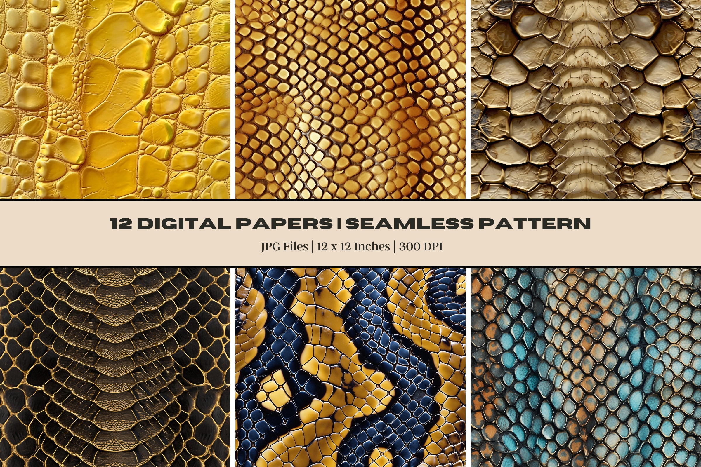 12 Snake Skin Digital Paper, Leather Pattern, Snake Skin