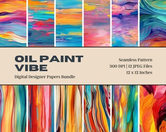 Colorful Oil Paint Texture Digital Paper, Pastel Acrylic Pattern (Digital Download)