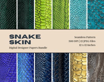 Snake Skin Digital Paper, Reptile Leather Pattern (12x12in, 300 DPI) (Digital Download)