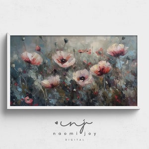TV Frame Art Samsung Frame TV Art Poppies Garden Flowers Poppy Flower Gift Cottagecore Decor Floral Cottage Core | Instant Download