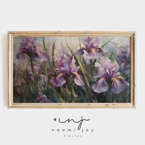 TV Rahmen Kunst Samsung Rahmen TV Art Iris Gartenblumen Lila Iris Blumengeschenk Cottagecore Floral Cottage Core Decor | Sofort Download