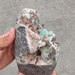 Green Apophyllite with Stilbite and with micro yellow Calcite in geode Specimen Indian minerals Specimen