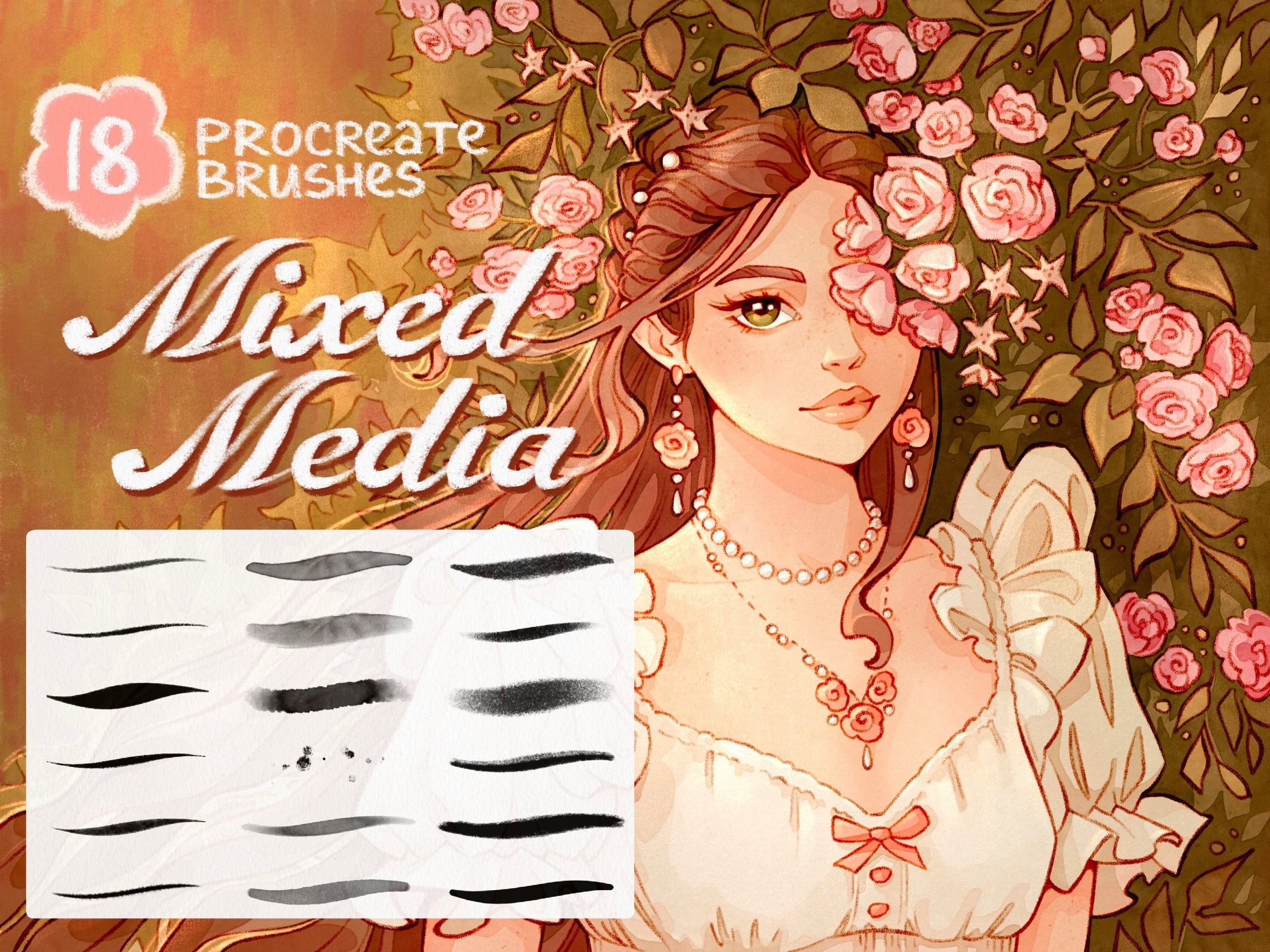 Mixed Media Brush Pack for Procreate Brushes Imitating Etsy