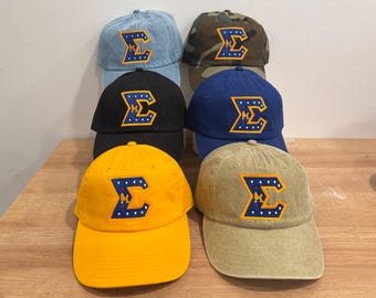 SGRho Sorority Embroidered Cotton Baseball Cap (Adjustable, One Size)