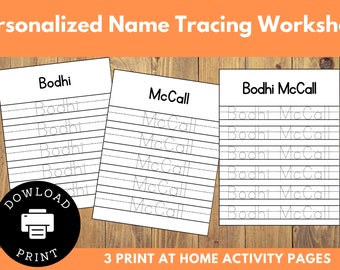 Personalized Name Tracing Sheet | Handwriting Practice | Printable Handwriting Worksheet | Kids Name Writing Page