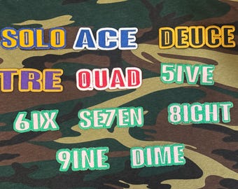 Ace Deuce Tre Quad Honcho Club Fraternity Sorority Embroidered Patches (3-4 Inch)