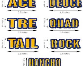 Embroidered Patches: Ace Deuce Tre Quad Tail Rock Honcho Club Line (Iron-On/Sew-On)