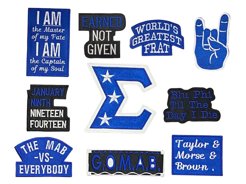 Blue and White Fraternity Embroidered Iron-on or Sew-on Patch ...