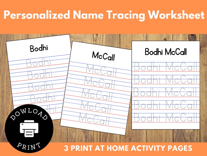 Printable Handwriting Worksheet | Personalized Name Tracing Sheet ...