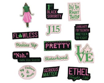 AKA Sorority Embroidered Iron-On Or Sew-On Patch Individual Or 14 Piece Set