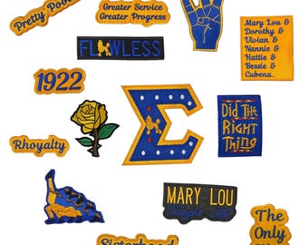 SGRho Sorority Embroidered Iron-On Or Sew-On Patch Individual Or 14 Piece Set