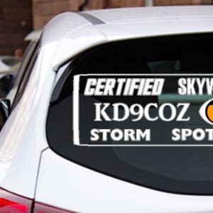 Personalized Certified Skywarn Storm Spotter Decal No Background Sticker vinyl