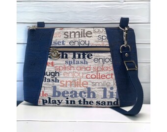 Beach Time Cork and Cotton Canvas 'Sunshine Crossbody Pouch'