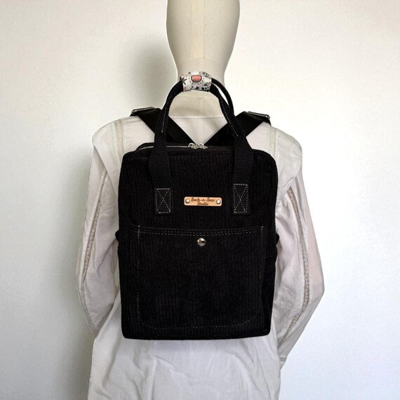 black corduroy mini backpack Corduroy Boxy Backpack Tote – 