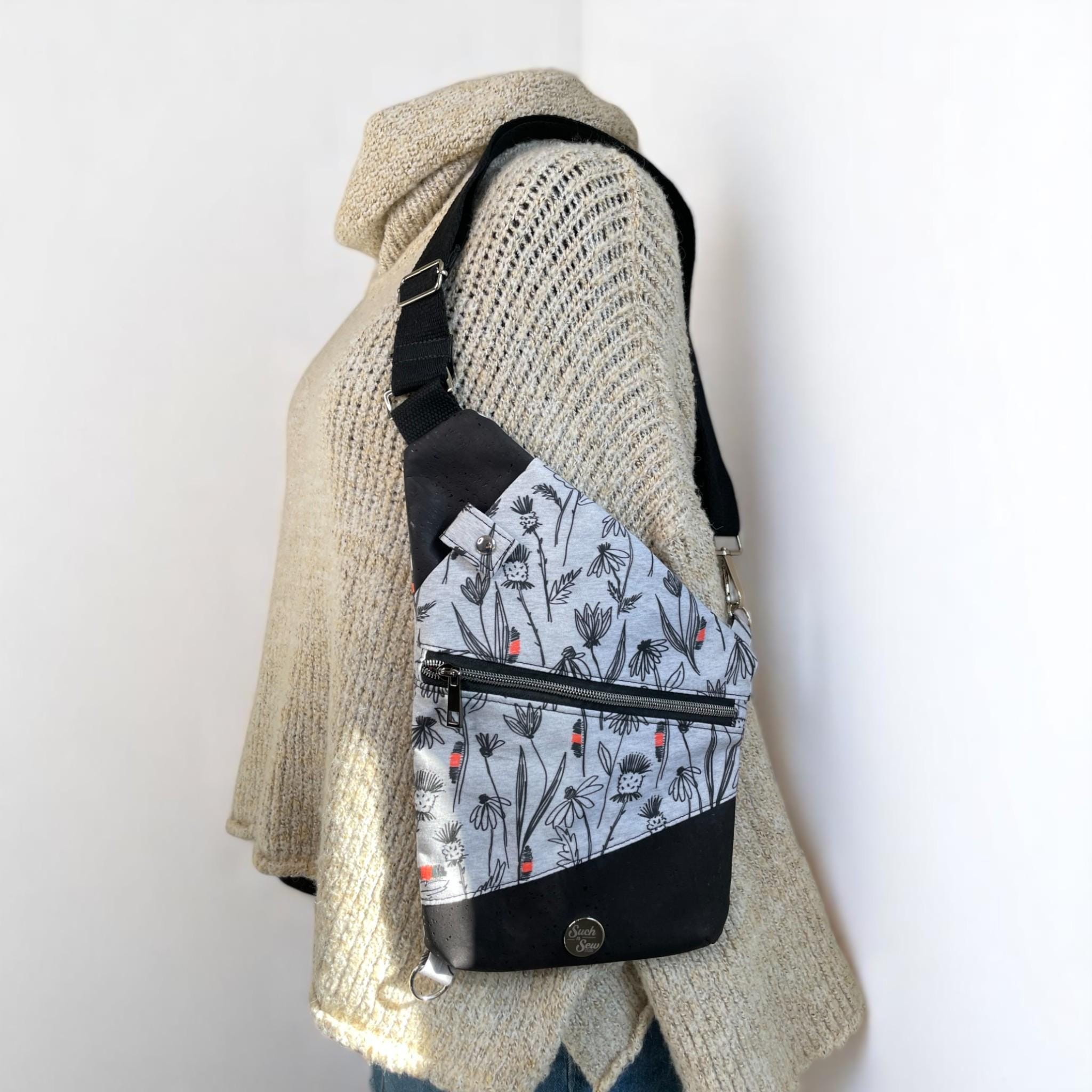 Woolly Worm 3-in-1 Sling Bag, On the Shoulder, and Crossbody Featuring Woolly Bear Caterpillar and Cork  (CON29)