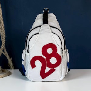 Upcycled Sail Convertible Backpack to Sling Crossbody Bag with Water Bottle Holders