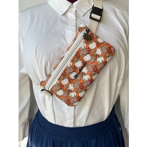 Vegan Leather Belt Bag, Sling-Pumpkin Patch Fanny Pack Sling Bag Made with Vegan Leather (BB1)