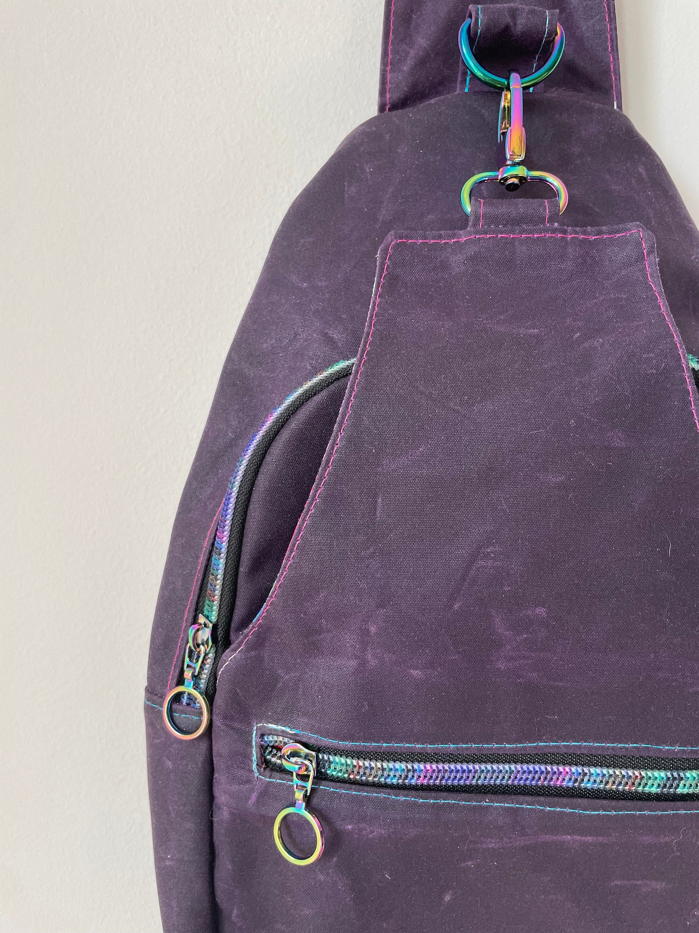 Poised Plum retrostyle Sling Bag Waxed Canvas & Waterproof Canvas
